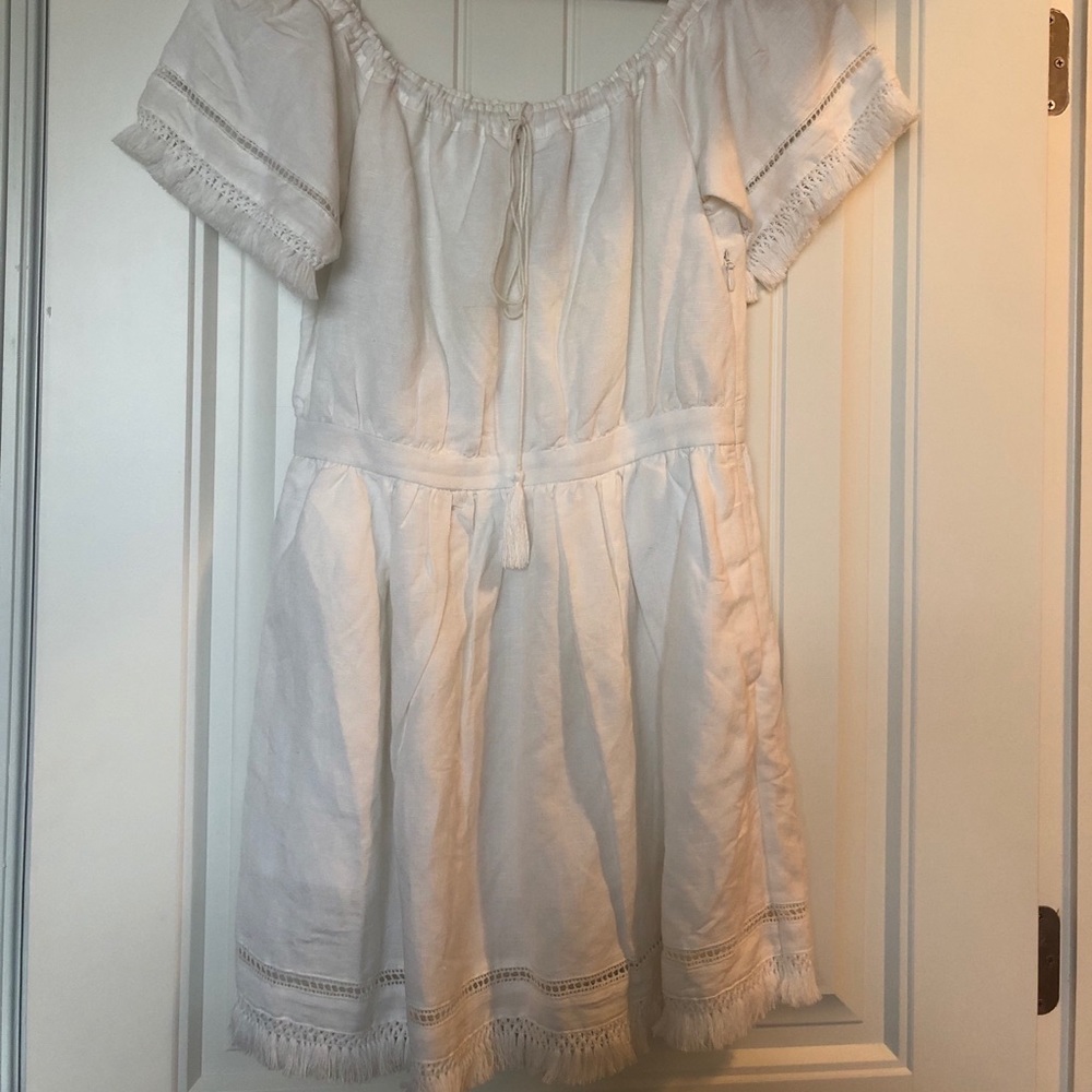 Saks white tassel mini dress